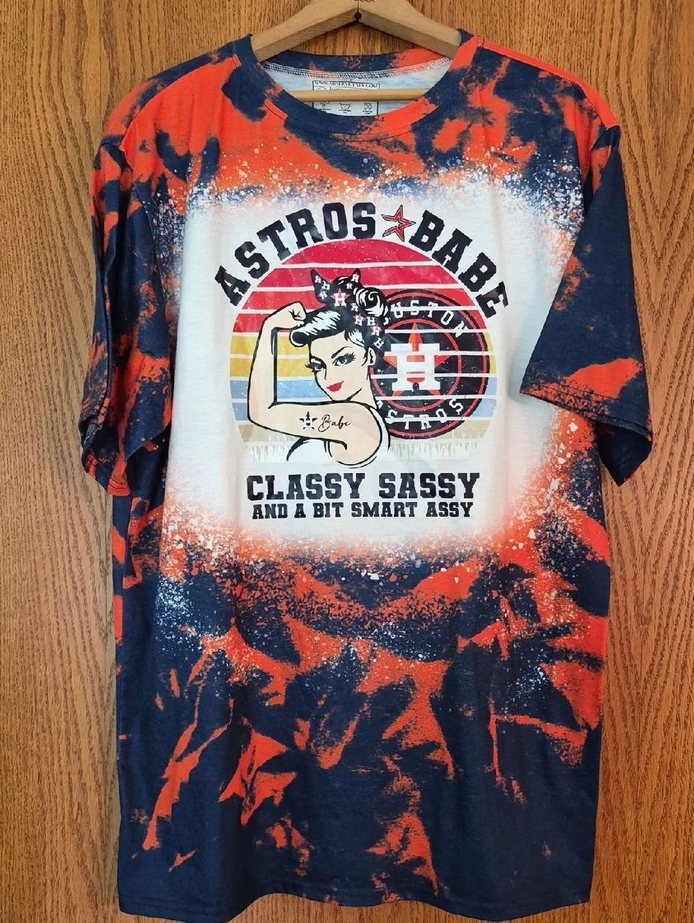 Houston "Astros Babe - Classy Sassy and a Bit Smart Assy" Tie Dyed T-Shirt Sz XL